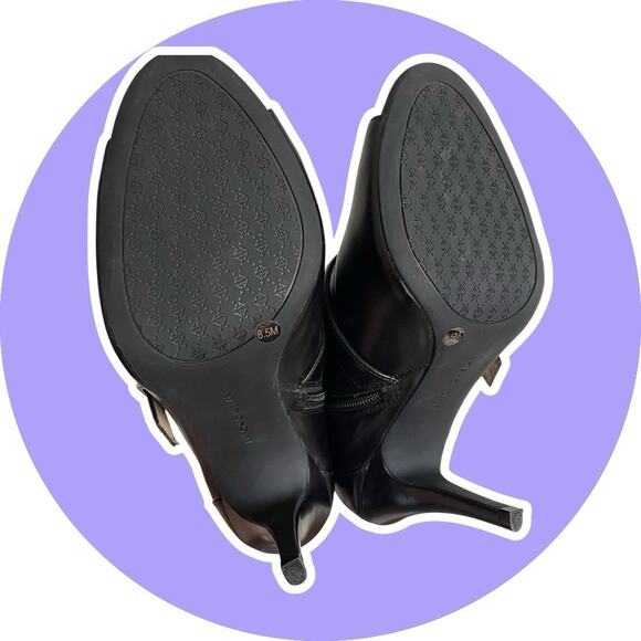 ANTONIO MELANI Taylan Womens Black Leather Sexy Heels Ankle Booties 8.5 Open Toe - Picture 11 of 14